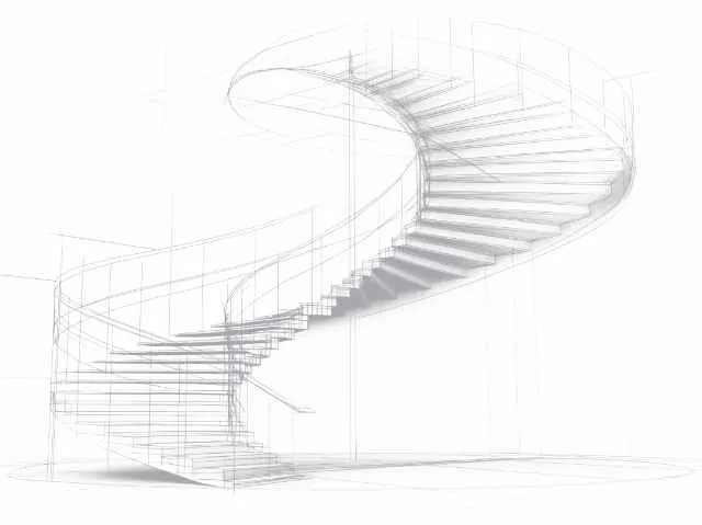 Spiral Staircase: A minimalist sketch of a winding staircase